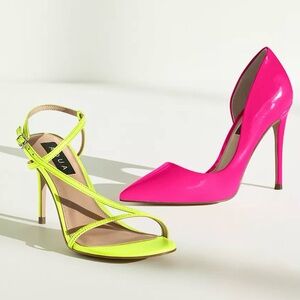 Aqua High-Heel Sandals Yellow Leather Sz 9.5